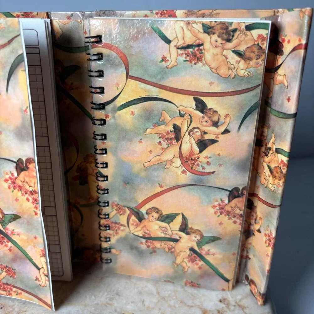 Vintage Cherub Angel Tri-Fold Stationery Set Small Multi Renaissance Print